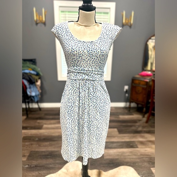 Boden Margot Blue Dot Print Jersey Dress with Pockets Size 6L - Picture 1 of 7